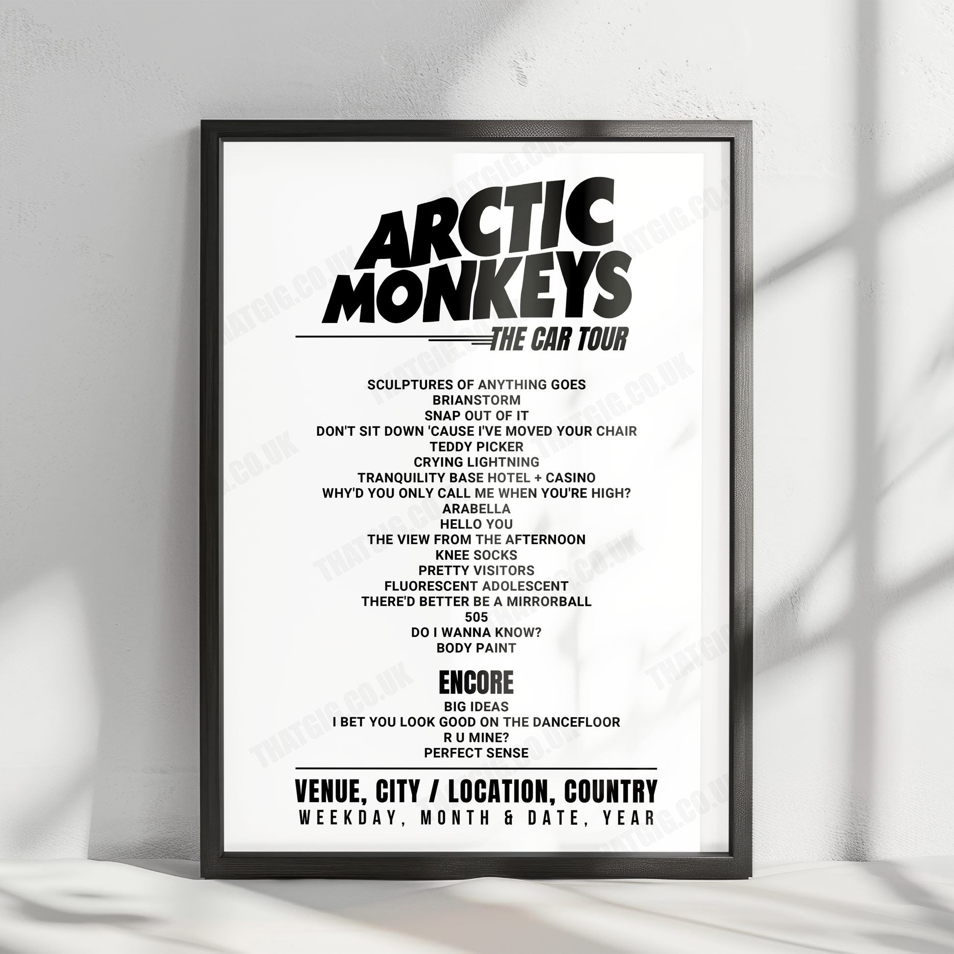 Arctic Monkeys Setlist Poster - North Byron Parklands, Byron Bay - January 2nd, 2023