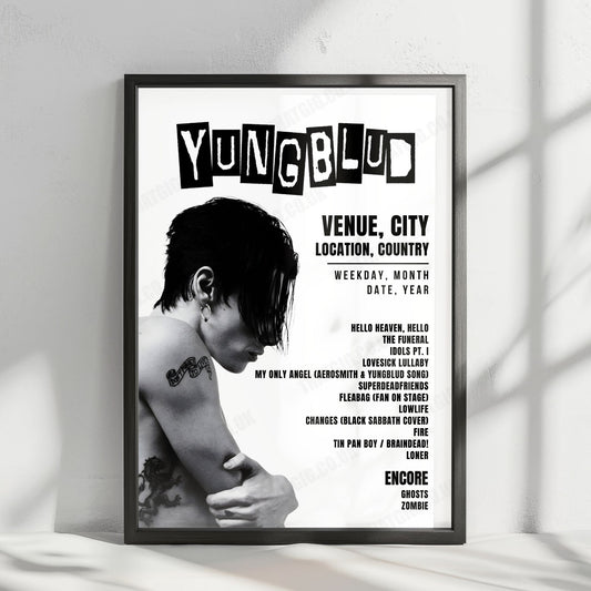 YUNGBLUD Setlist Poster - Worthy Farm, Pilton - June 25th, 2022