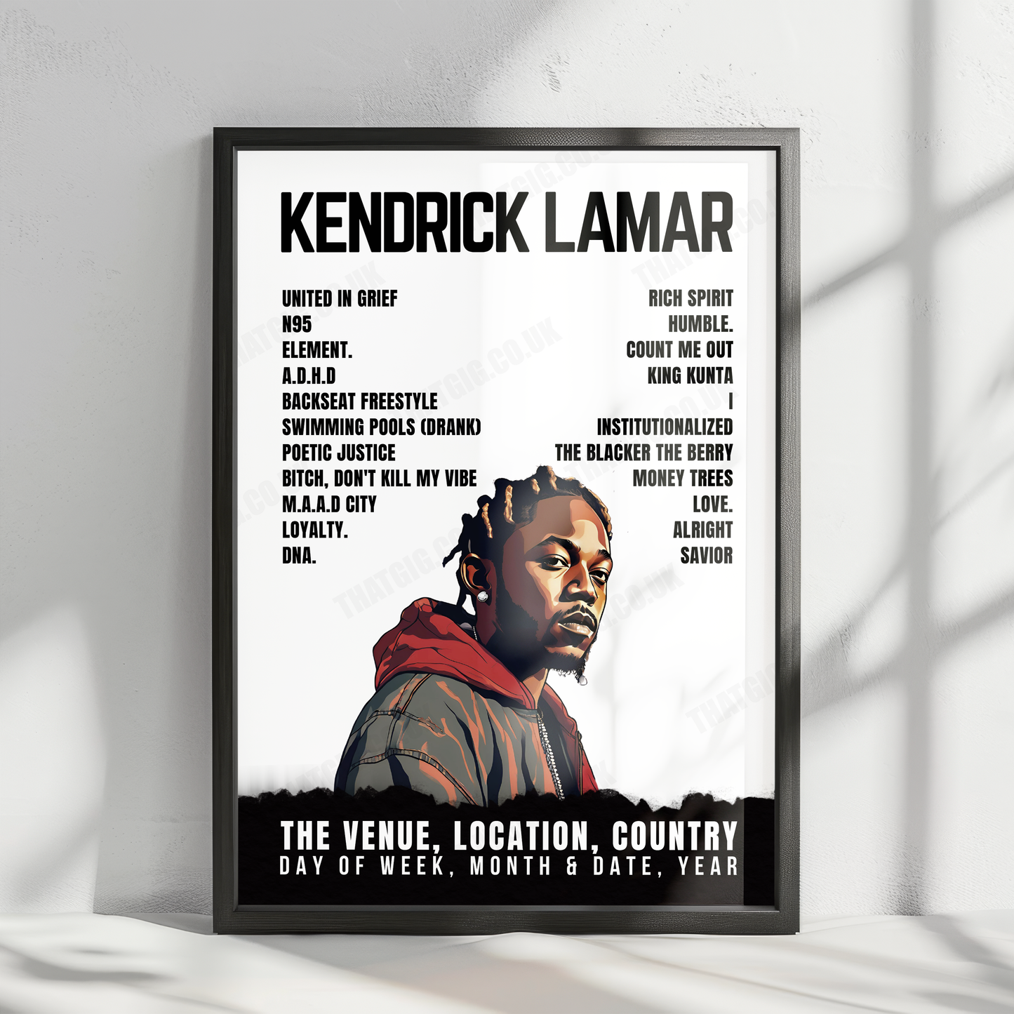 Kendrick Lamar Setlist Poster - Royal Arena, Copenhagen - October 15th, 2022