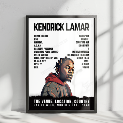 Kendrick Lamar Setlist Poster - Royal Arena, Copenhagen - October 15th, 2022