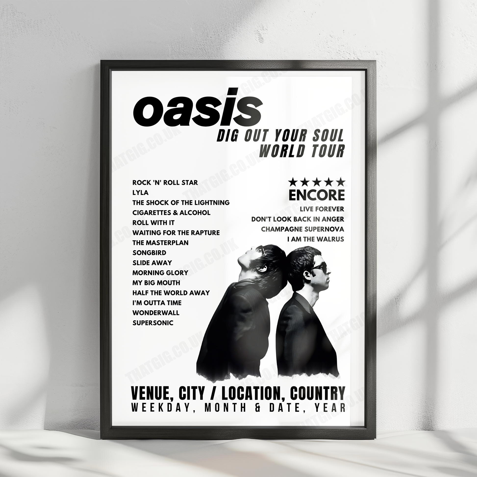 Oasis Setlist Poster - Cardiff International Arena, Cardiff - October 23rd, 2008