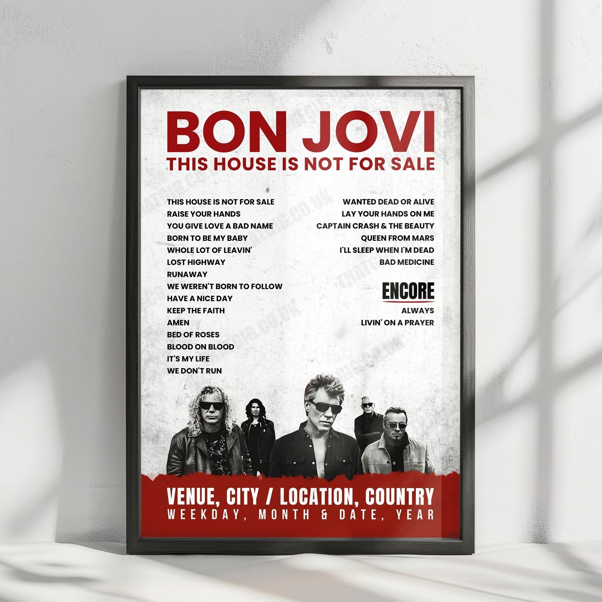 Bon Jovi Setlist Poster - Wembley Stadium, London - June 21st, 2019