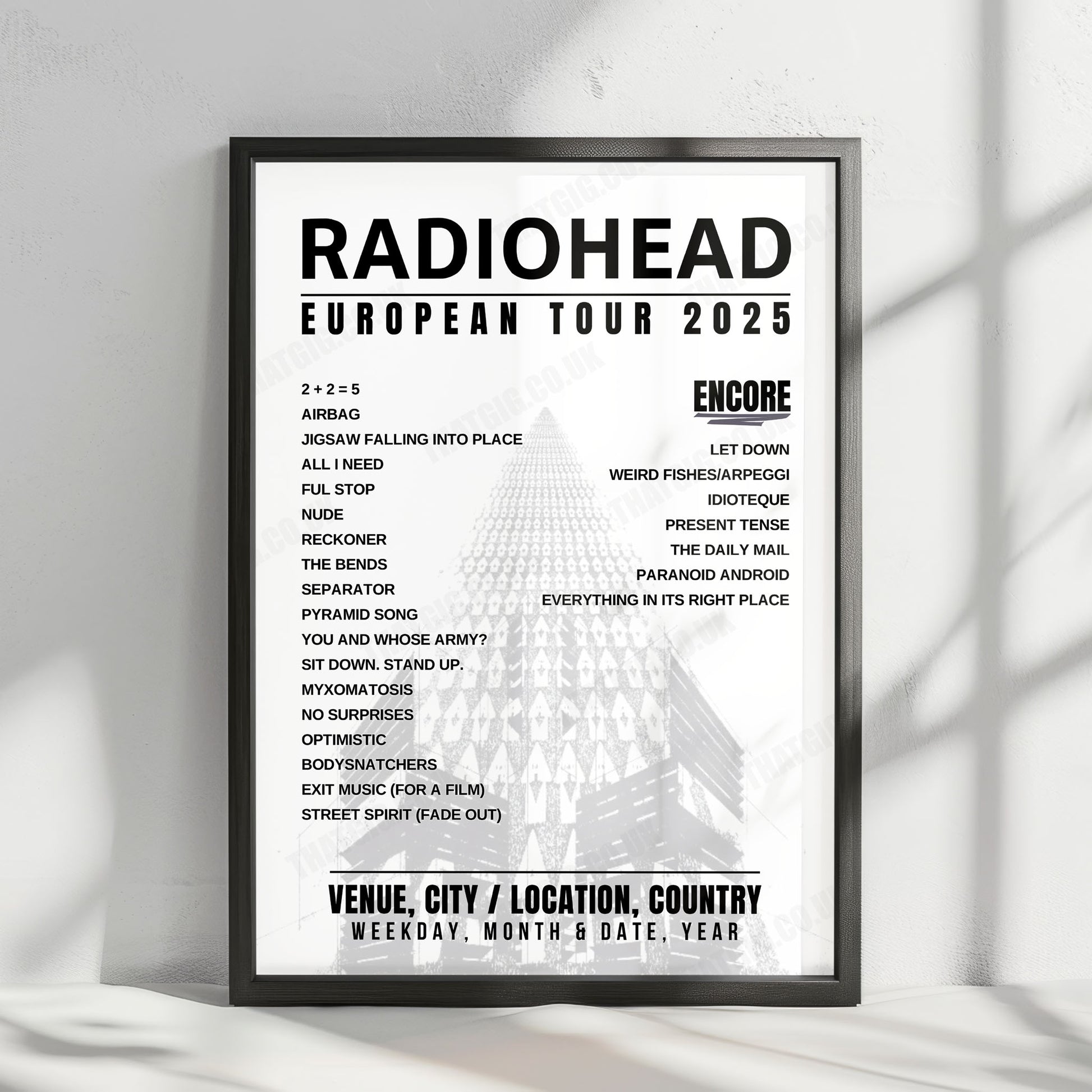 Radiohead Setlist Poster - Royal Arena, Copenhagen - December 16th, 2025