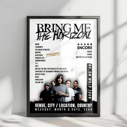Bring Me the Horizon Setlist Poster - Festivalterrein Stenehei, Dessel - June 22nd, 2024