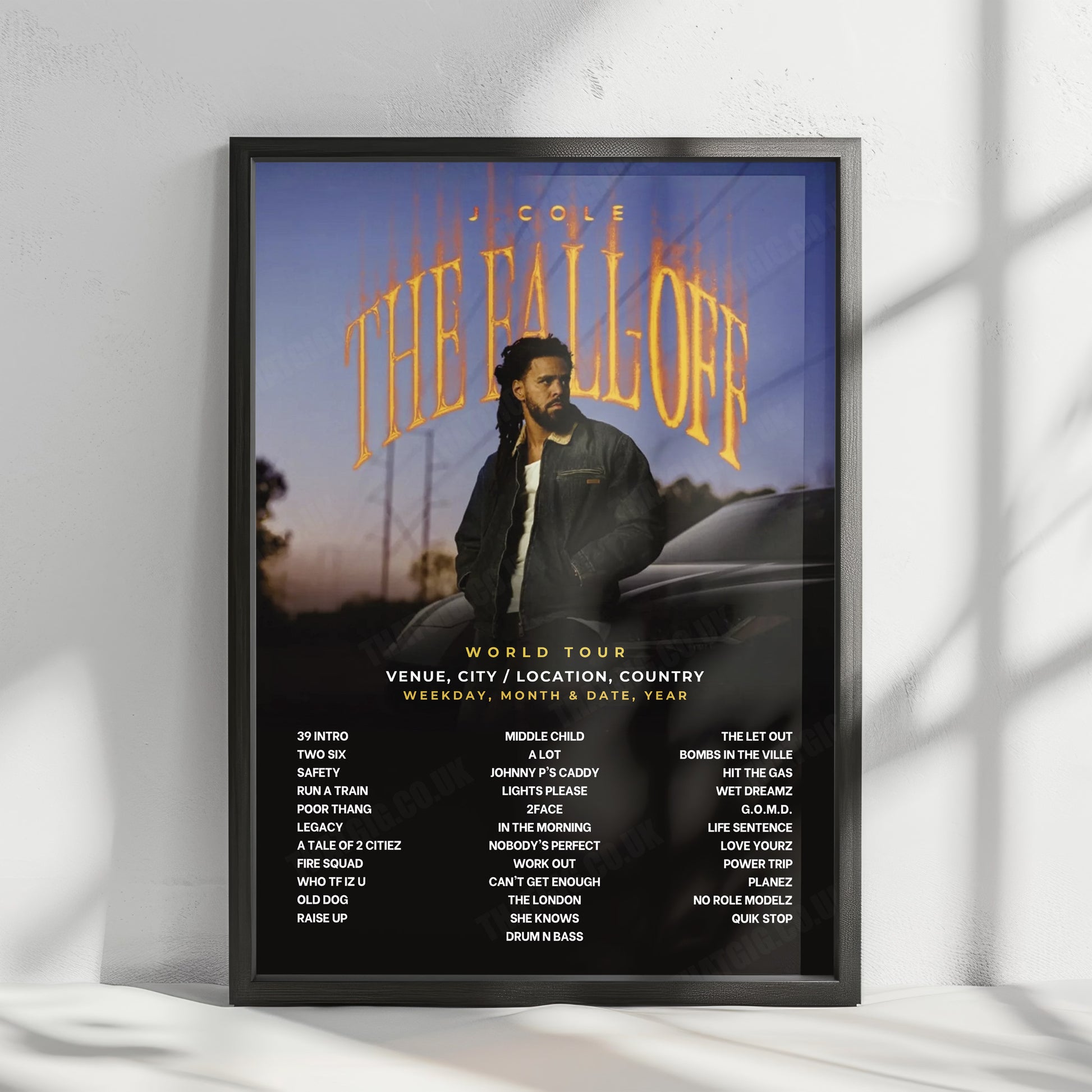 J. Cole Setlist Poster - FNB Stadium, Johannesburg - December 12th, 2026