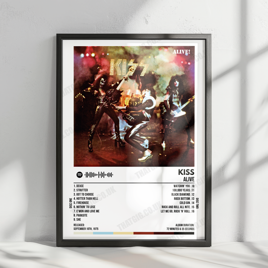 Kiss "Alive!" Album Cover Poster - with Complete Tracklist