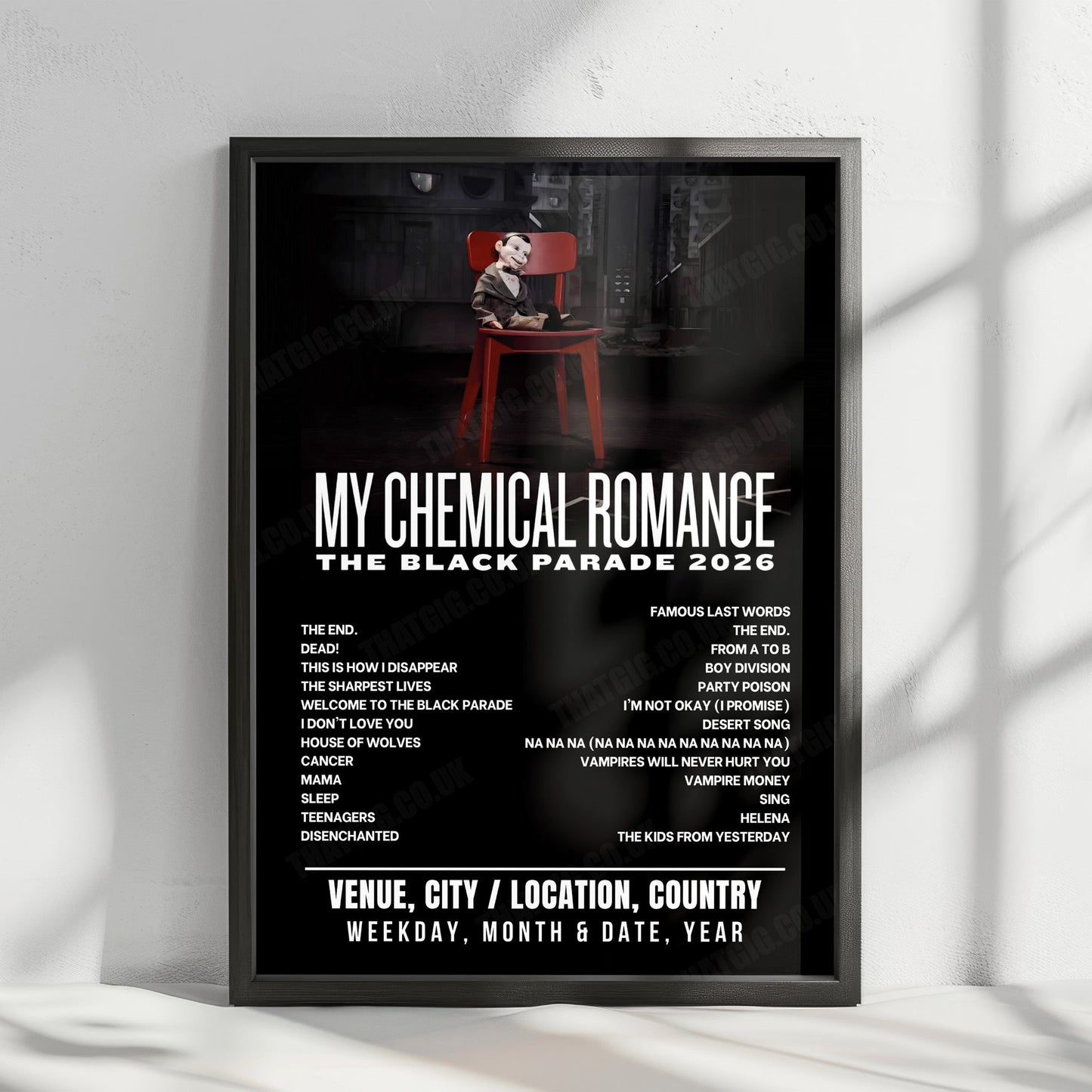 My Chemical Romance Setlist Poster - Target Field, Minneapolis - August 24th, 2026
