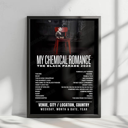 My Chemical Romance Setlist Poster - Target Field, Minneapolis - August 24th, 2026