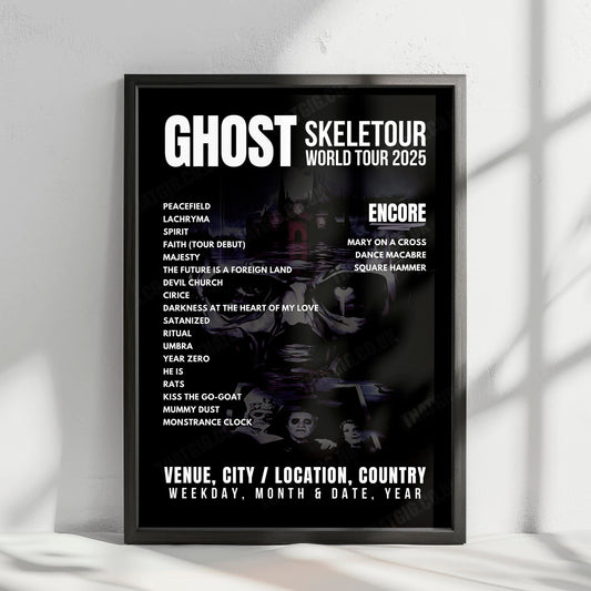Ghost Setlist Poster - Unipol Forum, Assago - May 4th, 2025