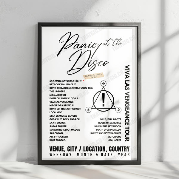 Panic! at the Disco Setlist Poster - The OVO Hydro, Glasgow - March 3rd, 2023