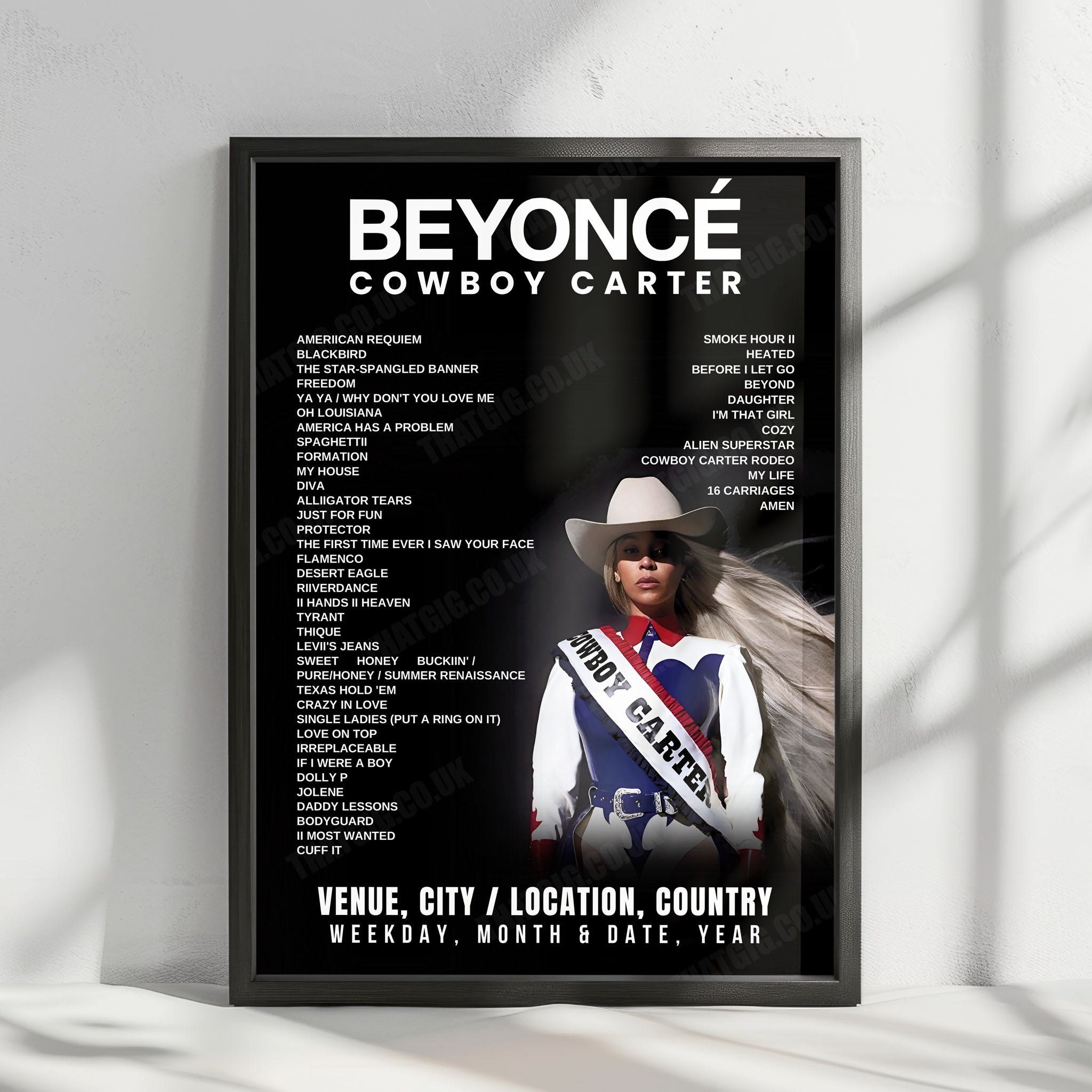 Beyoncé Setlist Poster - Northwest Stadium, Landover | July 7th, 2025 ...