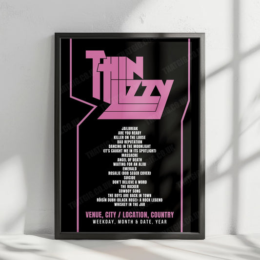 Thin Lizzy Setlist Poster - Freilichtbühne Loreley, St. Goarshausen - June 17th, 2016