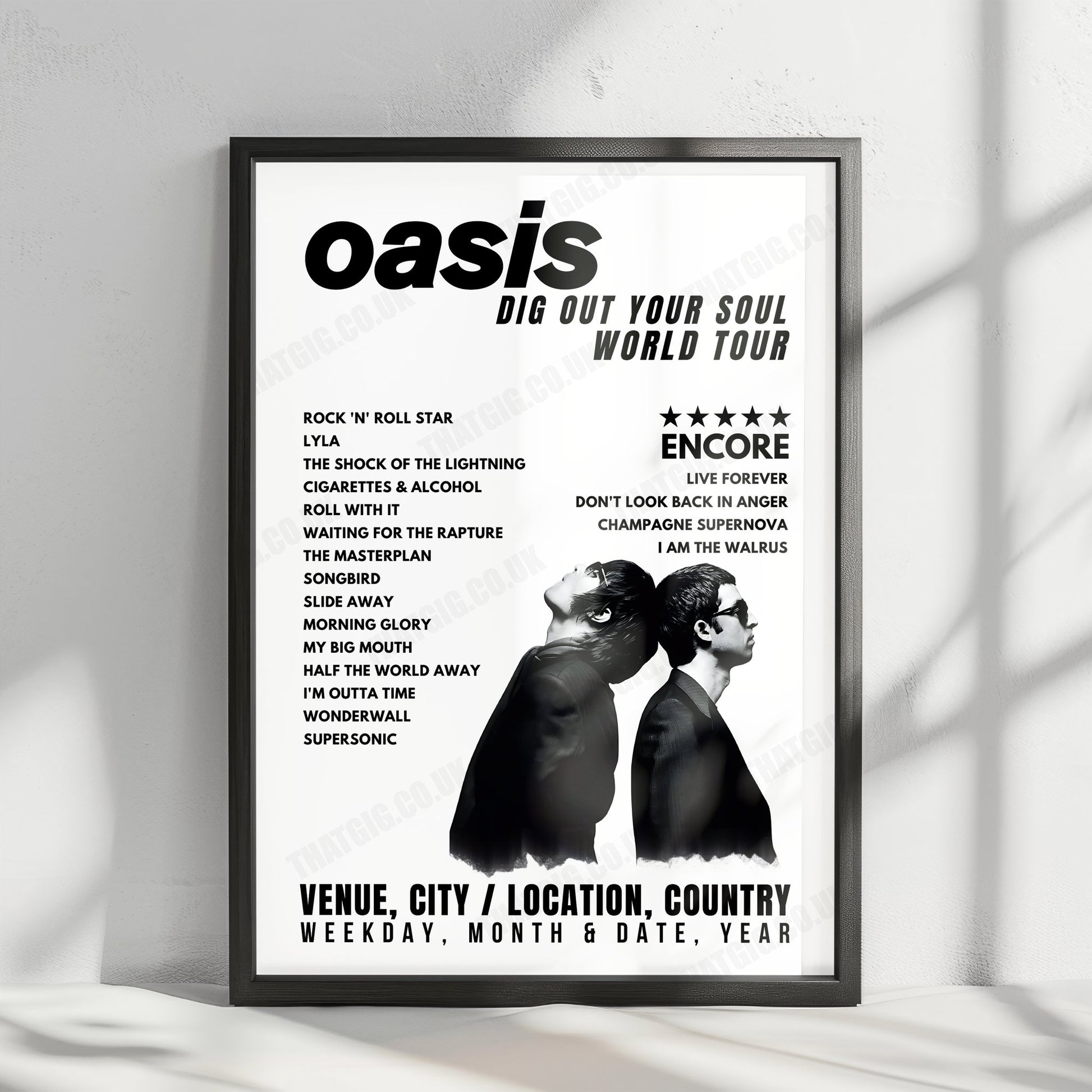 Oasis Setlist Poster - Estadio Nacional, Lima - April 30th, 2009