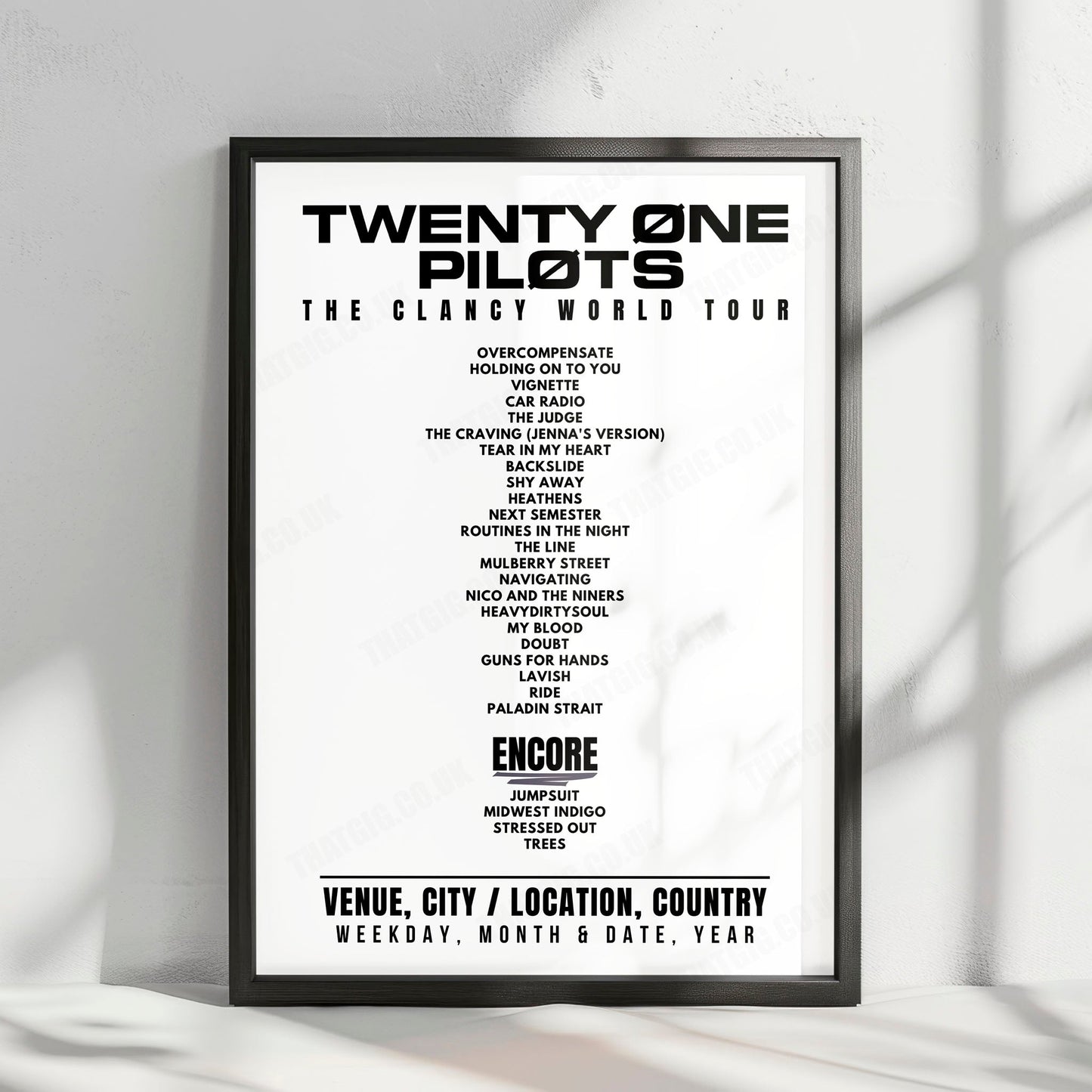 twenty one pilots Setlist Poster - Barclays Arena, Hamburg - April 7th, 2025