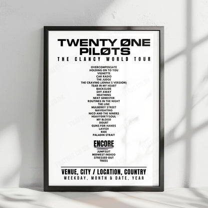 twenty one pilots Setlist Poster - Barclays Arena, Hamburg - April 7th, 2025