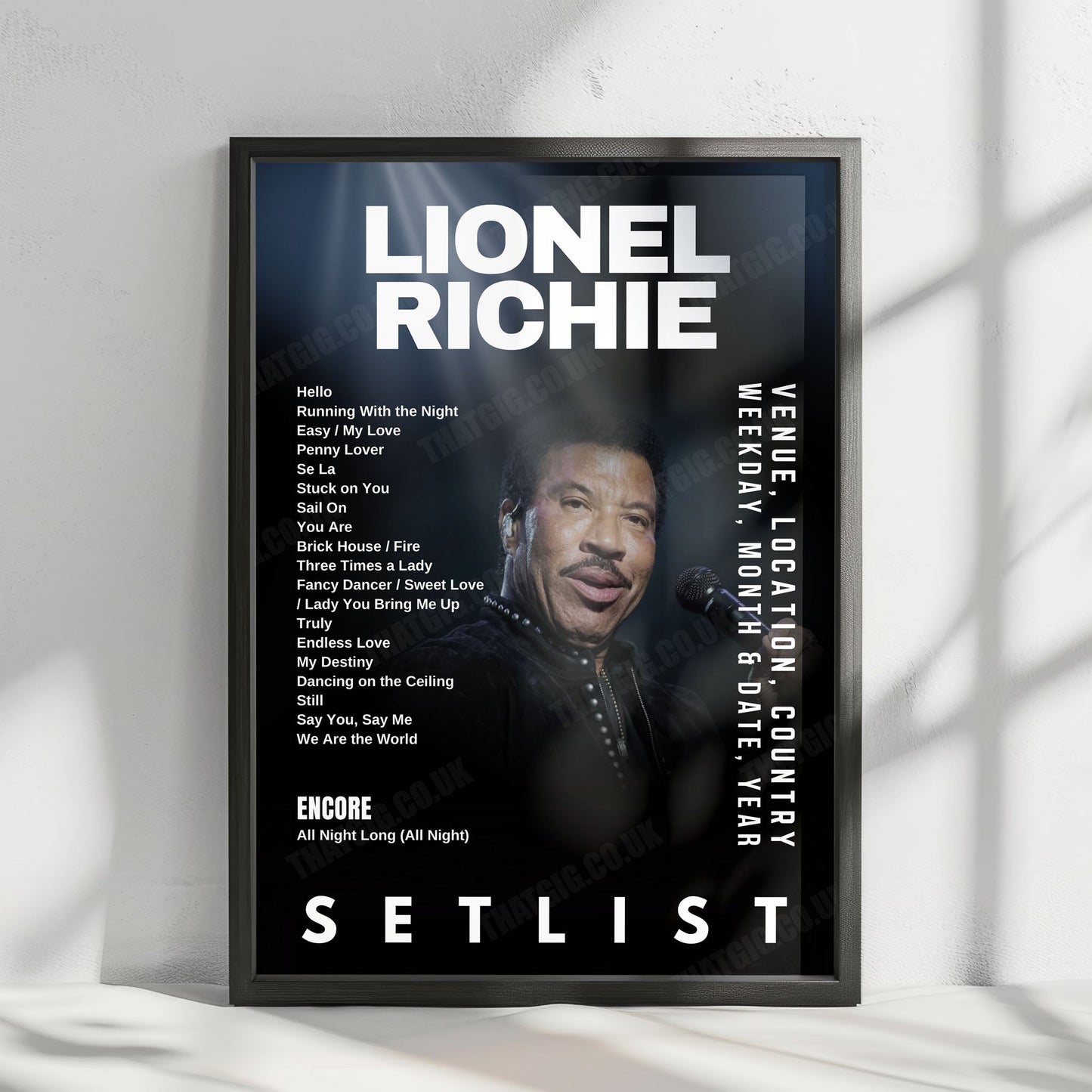 Lionel Richie Setlist Poster - Co-op Live, Manchester - June 13th, 2025