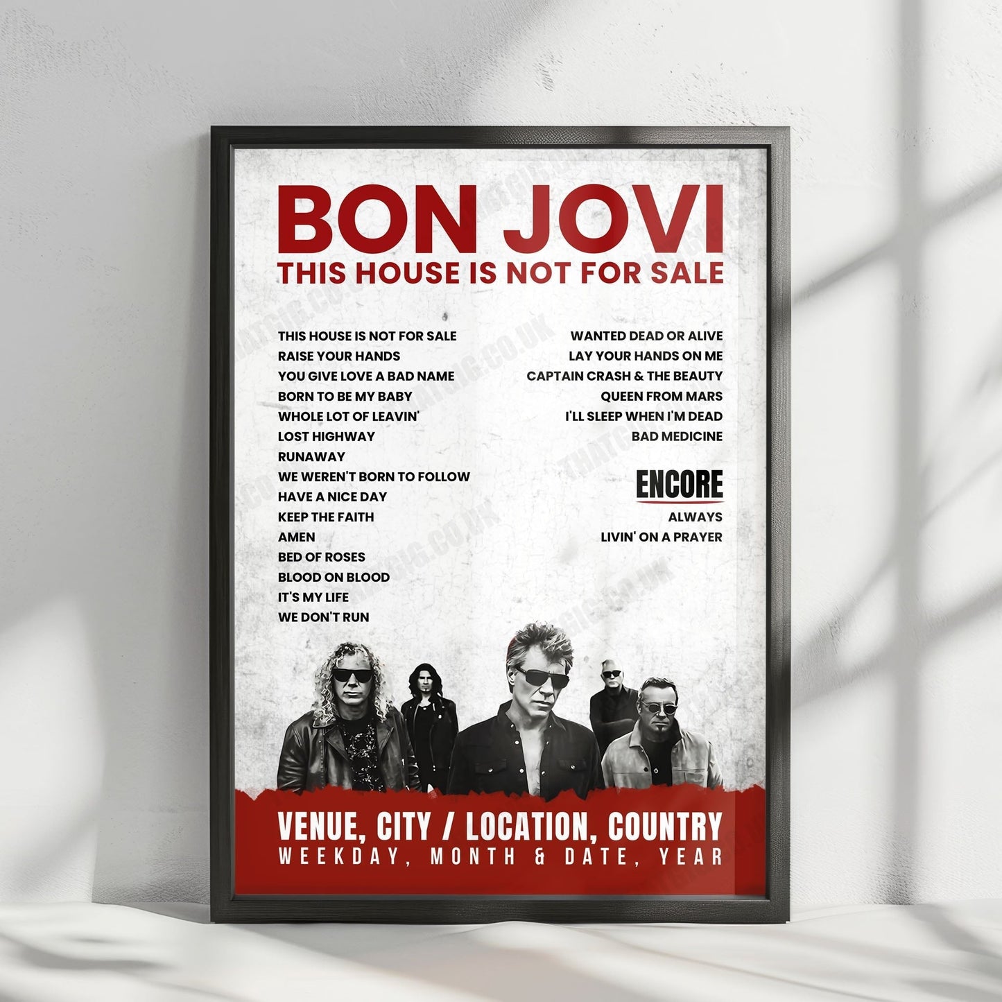 Bon Jovi Setlist Poster - RDS Arena, Dublin - June 16th, 2019