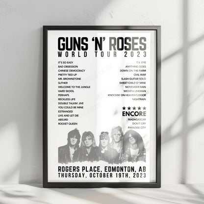 Guns N’ Roses Setlist Poster - Rogers Place, Edmonton - October 19th, 2023