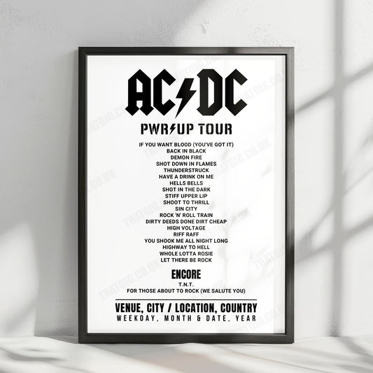 AC/DC Setlist Poster - Hippodrome de Longchamp, Paris - August 13th, 2024