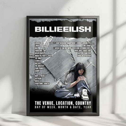 Billie Eilish Setlist Poster - Brisbane Entertainment Centre, Brisbane - February 22nd, 2025