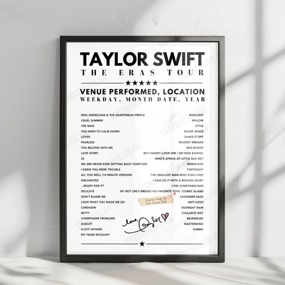Taylor Swift Setlist Poster - Gillette Stadium, Foxborough - May 19th, 2023