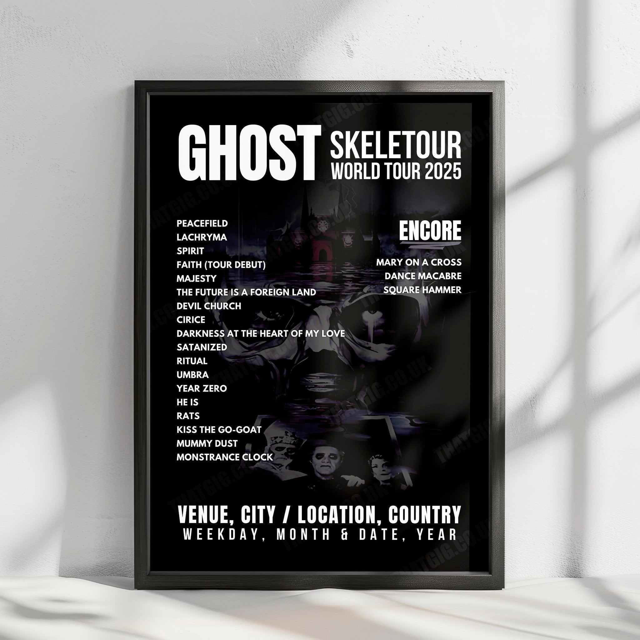 Ghost Setlist Poster - The O2 Arena, London | April 19th, 2025 – That Gig