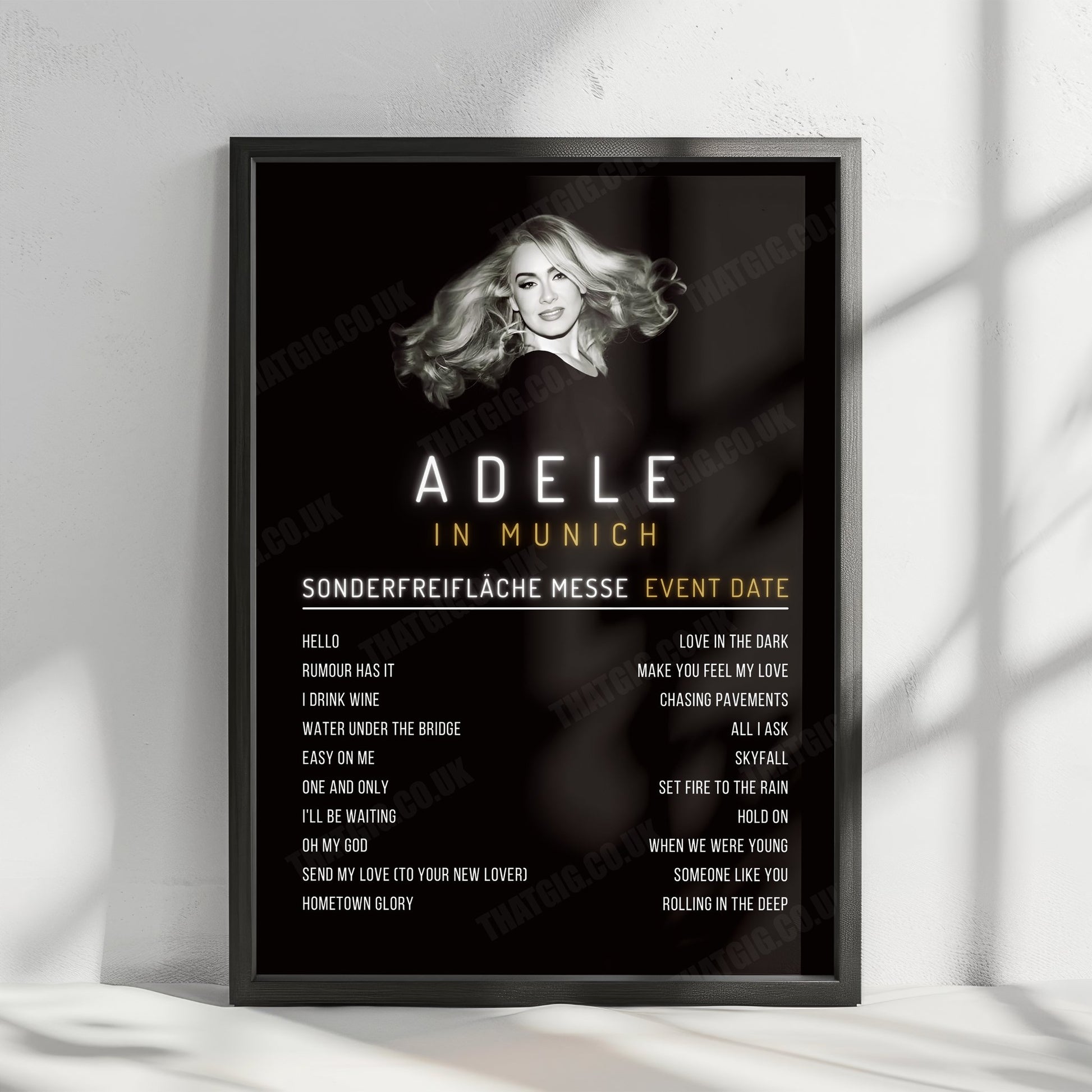 Adele Setlist Poster - Sonderfreifläche Messe, Munich - August 24th, 2024