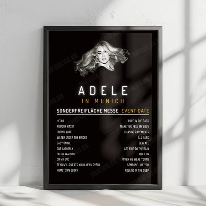 Adele Setlist Poster - Sonderfreifläche Messe, Munich - August 24th, 2024