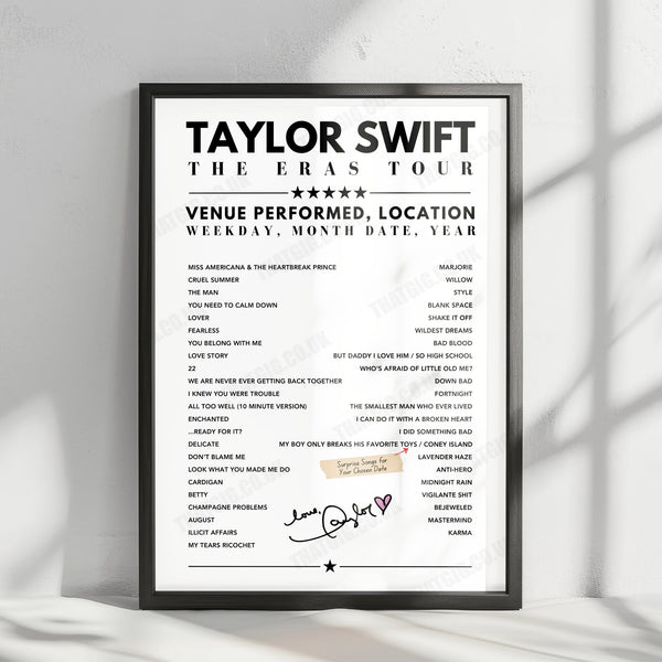 Taylor Swift Setlist Poster - Veltins-Arena, Gelsenkirchen - July 19th, 2024