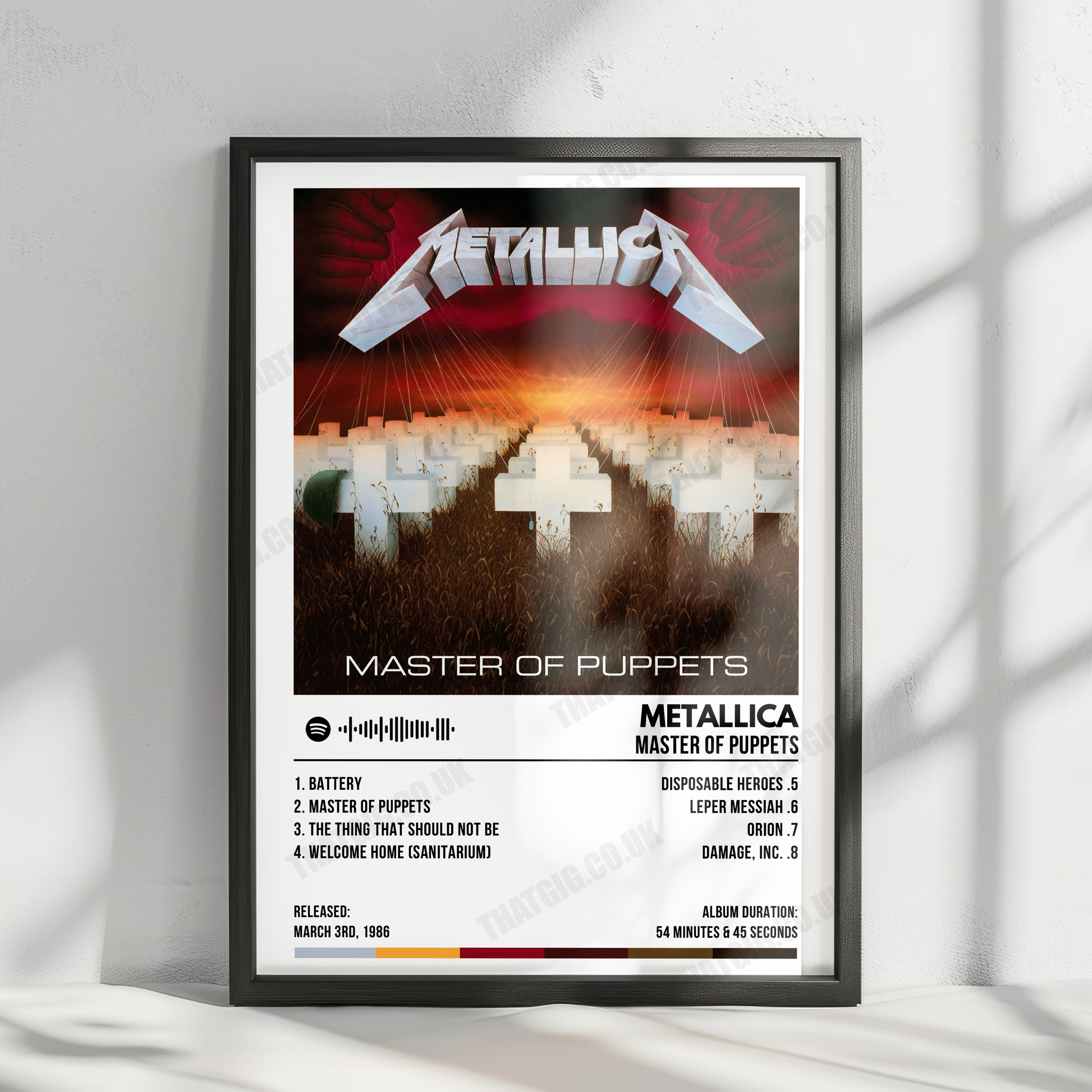 Metallica "Master of Puppets" Album Cover Poster - with Complete Tracklist