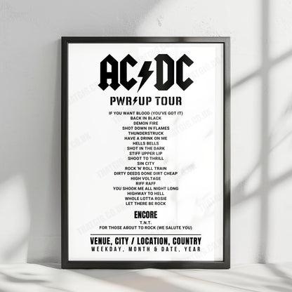 AC/DC Setlist Poster - Soldier Field, Chicago - May 24th, 2025