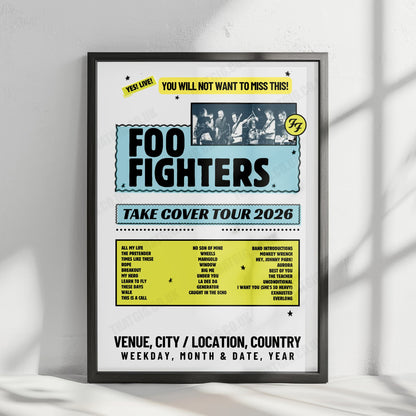 Foo Fighters Setlist Poster - UTAS Stadium, Launceston - January 24th, 2026