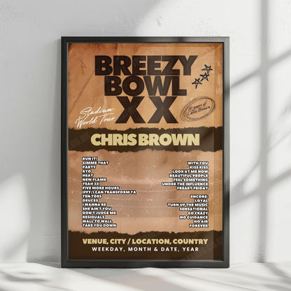 Chris Brown Setlist Poster - Caesars Superdome, New Orleans - October 16th, 2025