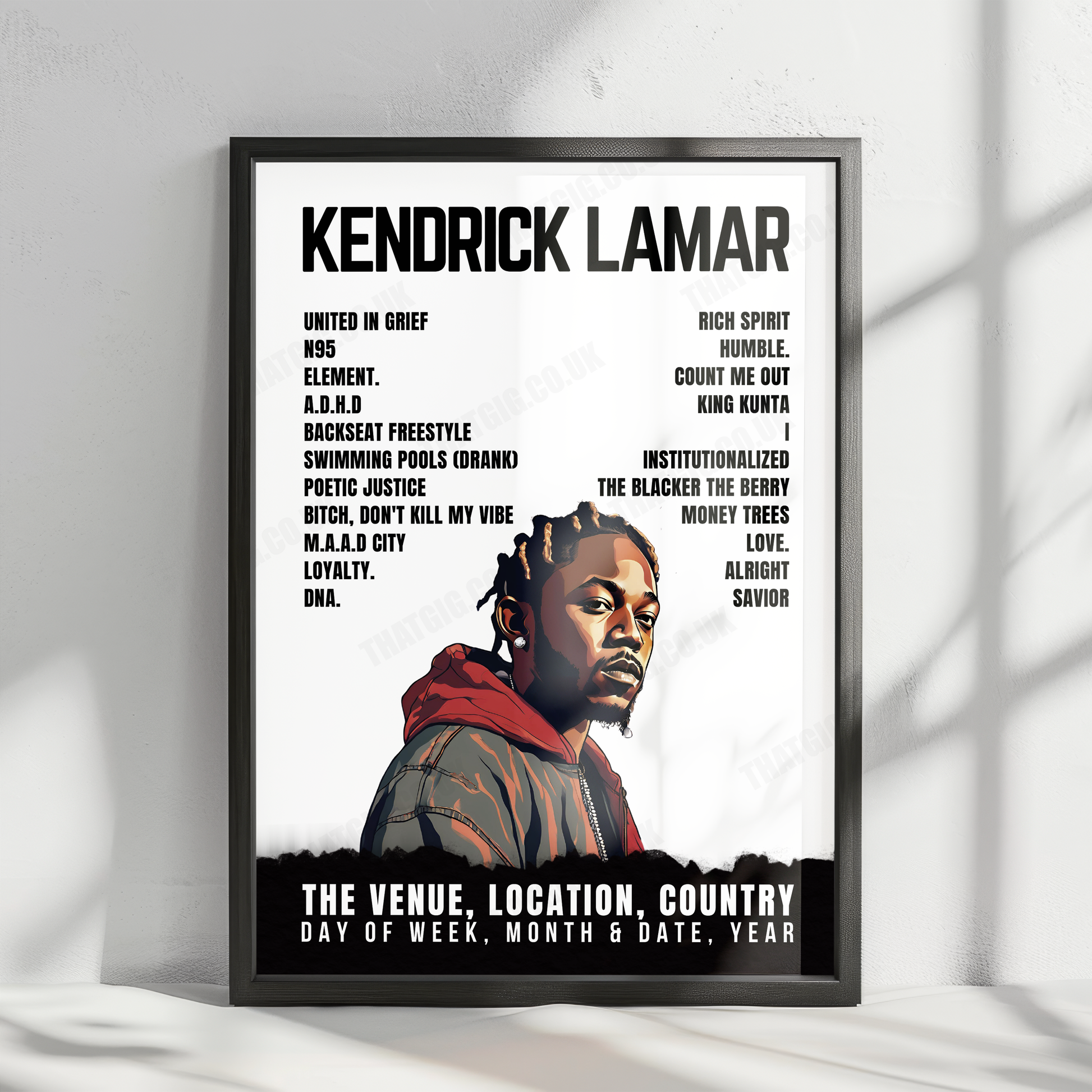 Kendrick Lamar Setlist Poster - Hallenstadion, Zurich - October 25th, 2022