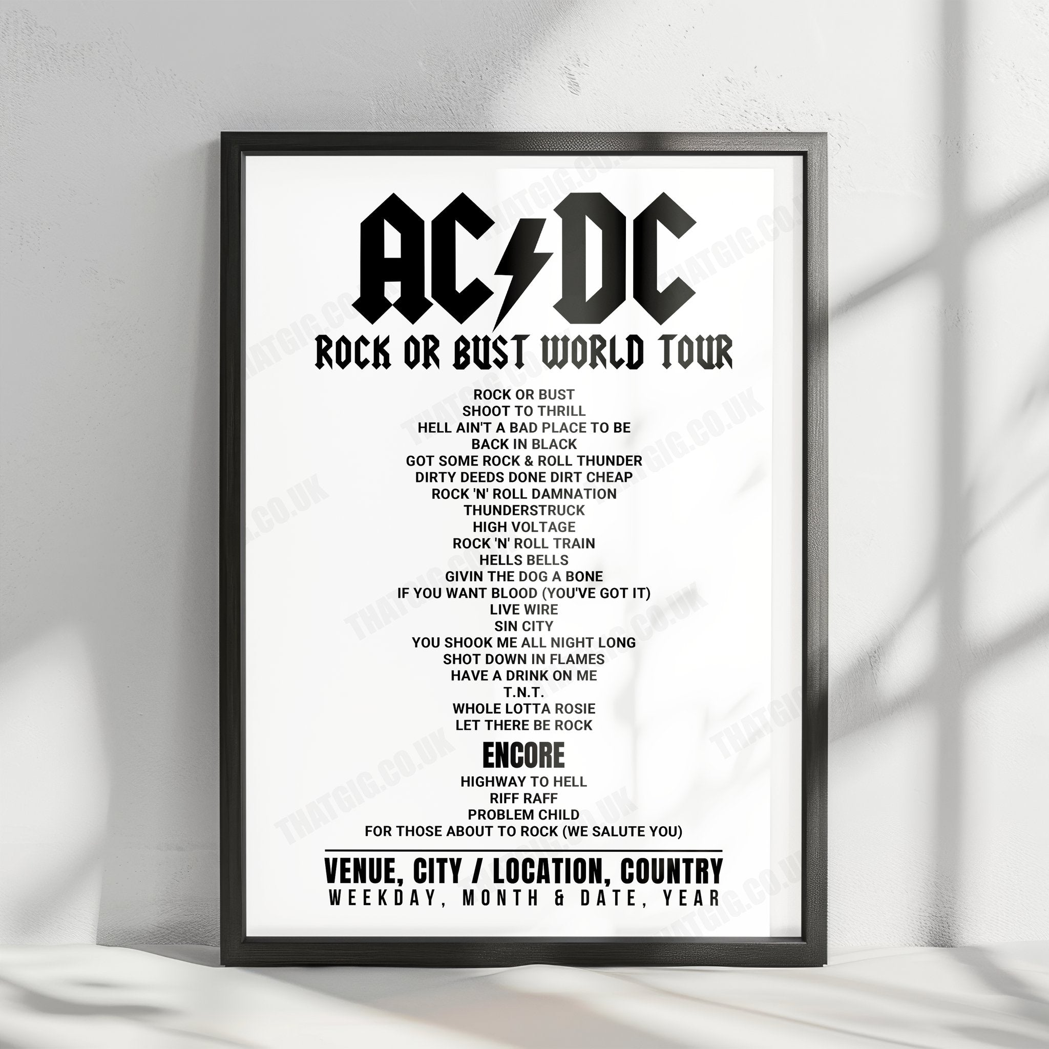 AC/DC Setlist Poster - BC Place Stadium, Vancouver | Sep 22nd, 2015 ...