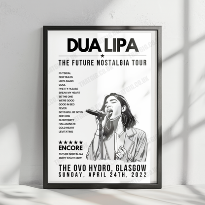 Dua Lipa Setlist Poster - The OVO Hydro Glasgow - April 24th, 2022