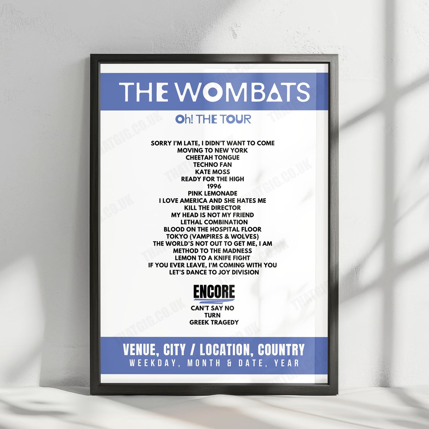 The Wombats Setlist Poster - Utilita Arena Cardiff, Cardiff - March 21st, 2025