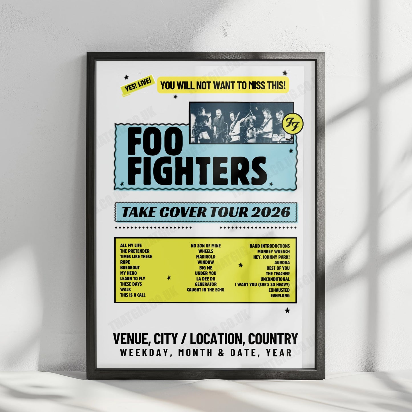 Foo Fighters Setlist Poster - Palco Mundo at Parque Olímpico, Unknown City - September 4th, 2026