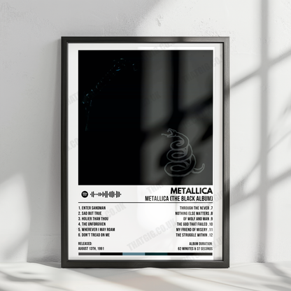 Metallica "Metallica" (The Black Album) Album Cover Poster - with Complete Tracklist