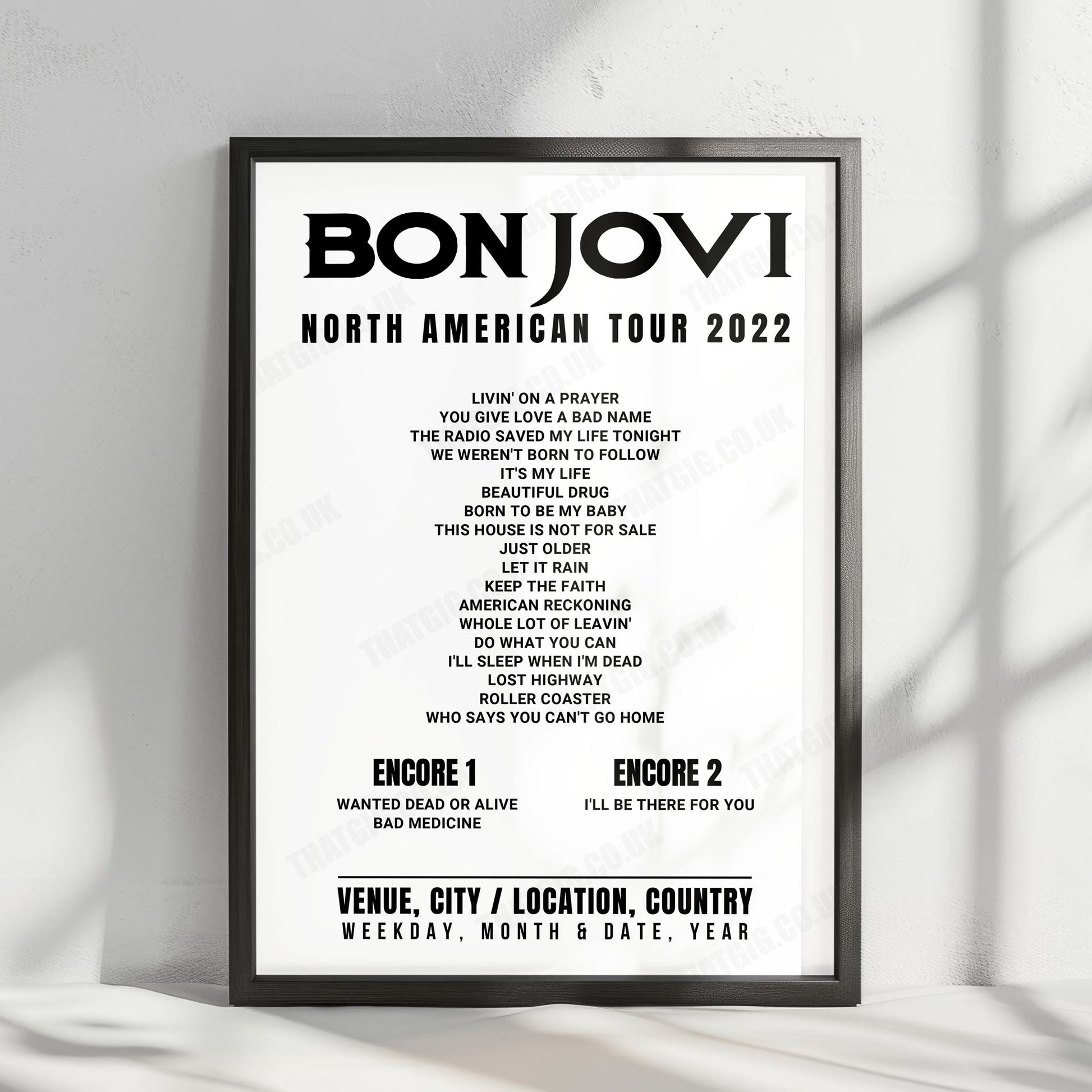 Bon Jovi Setlist Poster - Amalie Arena, Tampa - April 15th, 2022