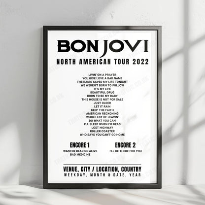 Bon Jovi Setlist Poster - Amalie Arena, Tampa - April 15th, 2022