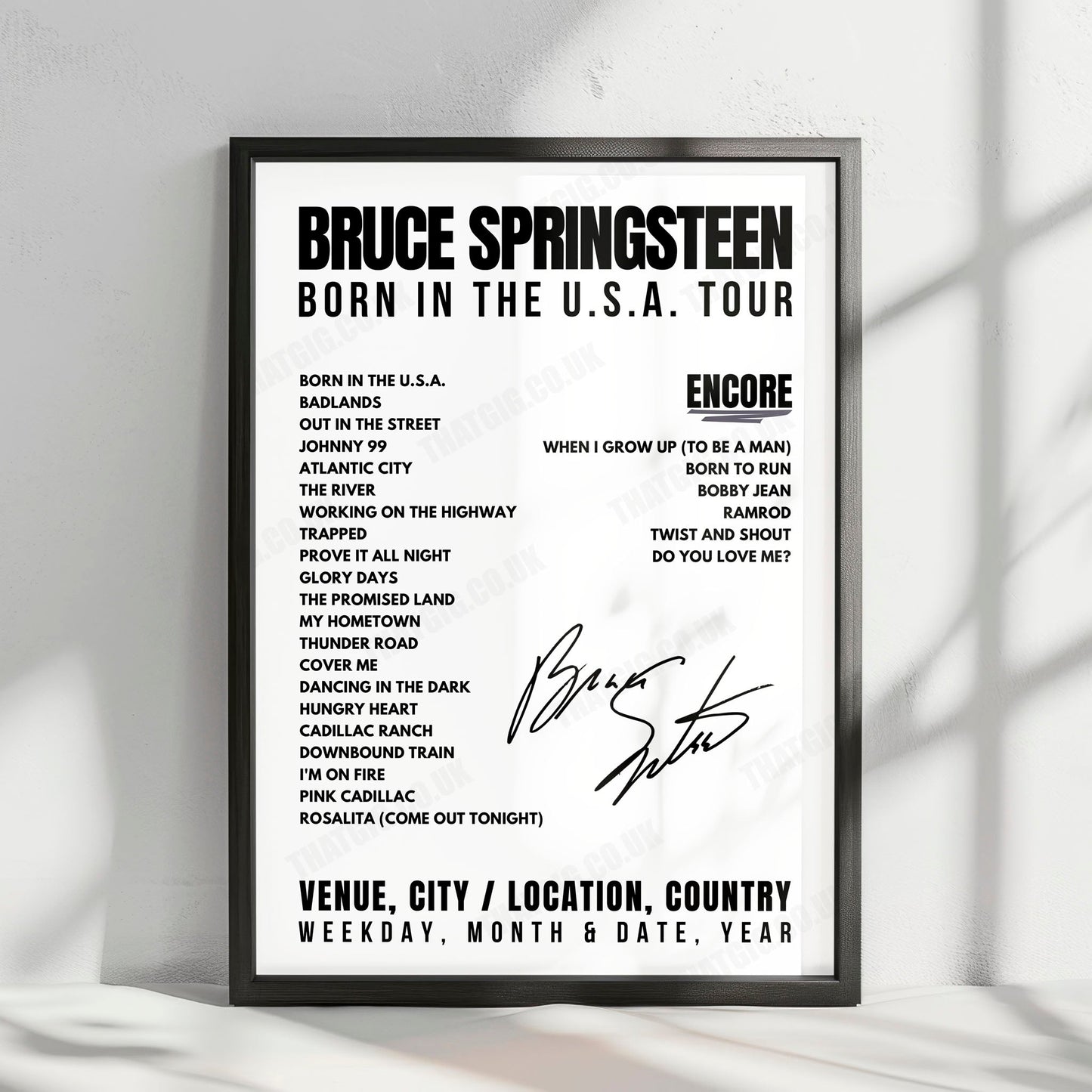 Bruce Springsteen Setlist Poster - Providence Civic Center, Providence - January 23rd, 1985