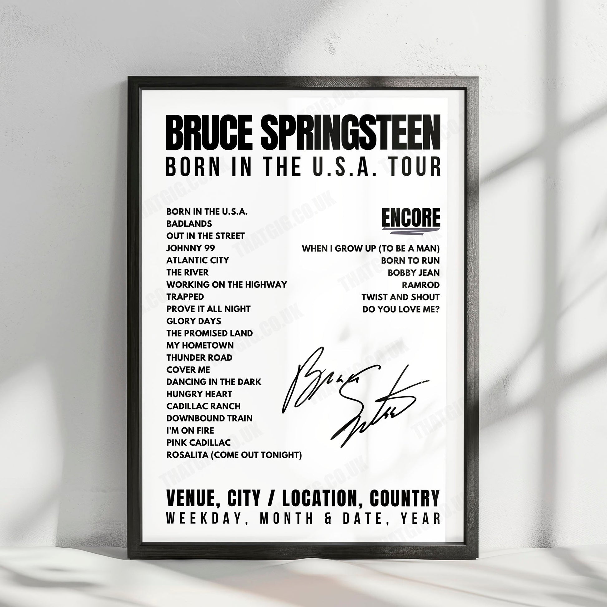 Bruce Springsteen Setlist Poster - Providence Civic Center, Providence - January 23rd, 1985