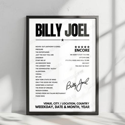 Billy Joel Setlist Poster - Huntington Bank Field - September 13th, 2024