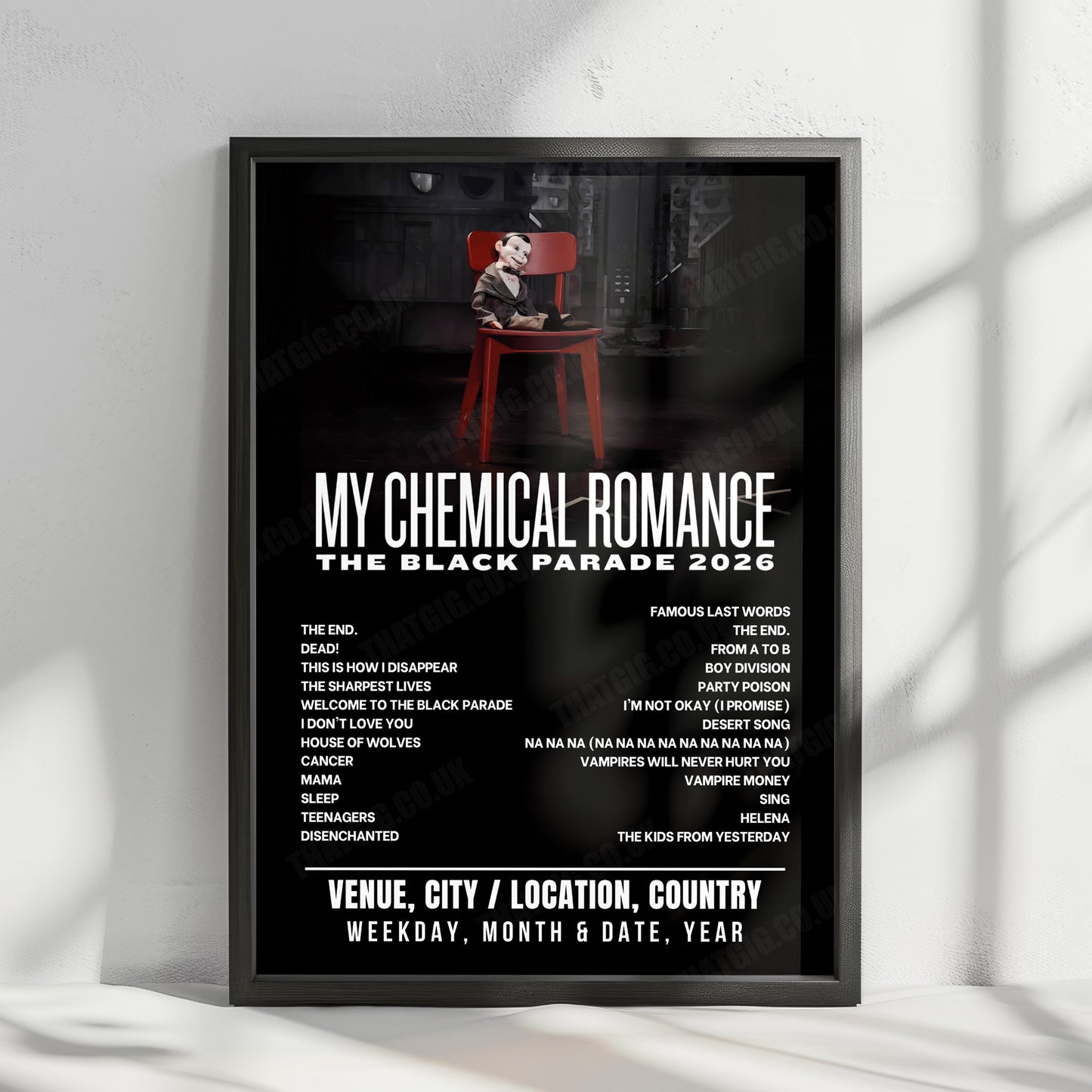 My Chemical Romance Setlist Poster - Iberdrola Music, Madrid - July 18th, 2026