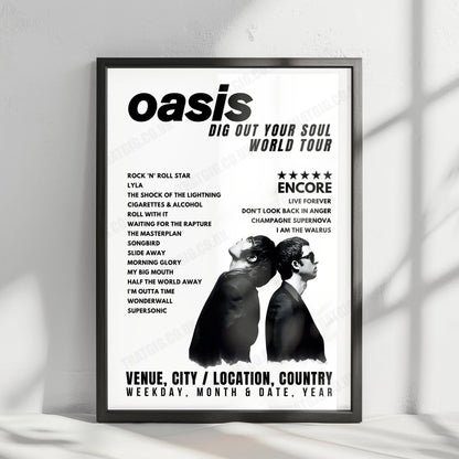 Oasis Setlist Poster - Nelson Mandela Forum, Florence - February 24th, 2009