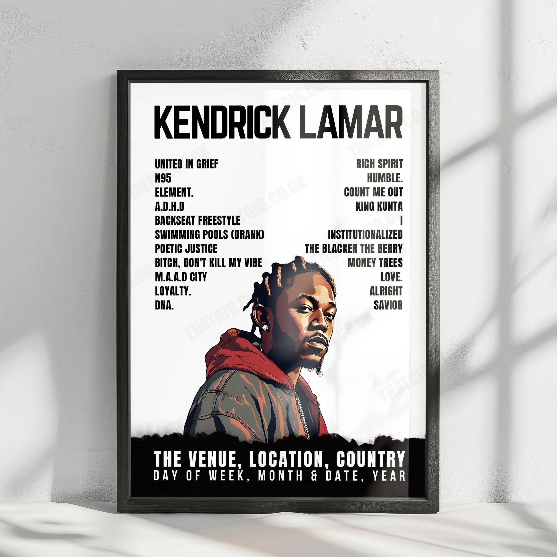 Kendrick Lamar Setlist Poster - Grosse Allmend, Frauenfeld - July 7th, 2023