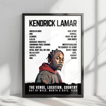 Kendrick Lamar Setlist Poster - Grosse Allmend, Frauenfeld - July 7th, 2023