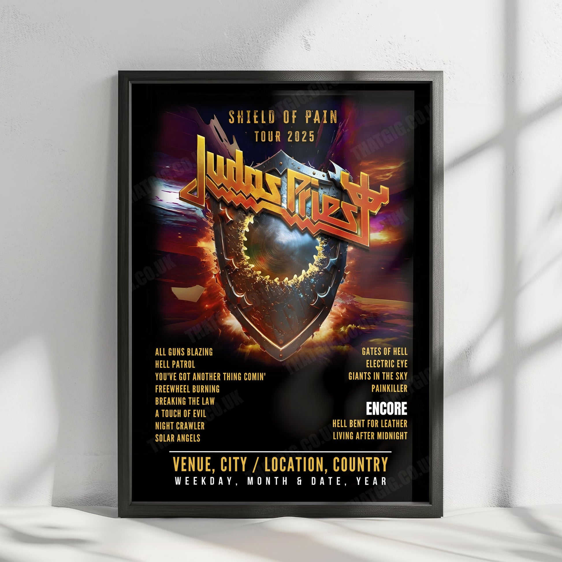 Judas Priest Setlist Poster - Utah First Credit Union Amphitheatre, West Valley City - October 12th, 2025