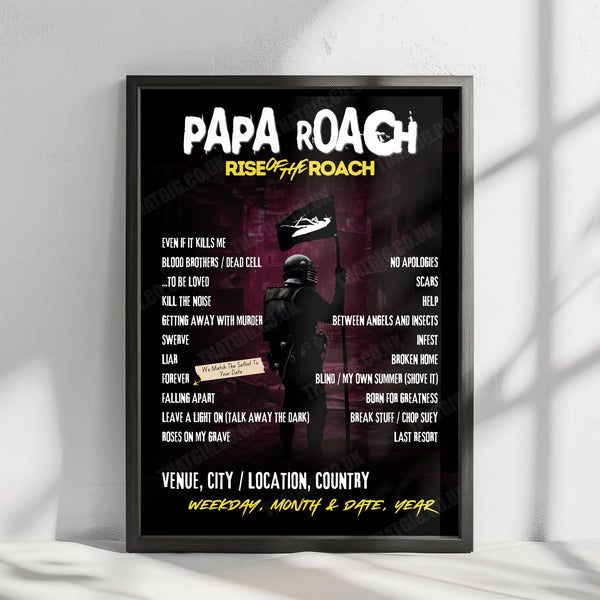 Papa Roach Setlist Poster - Arena COS Torwar, Warsaw, Poland - January 27th, 2025